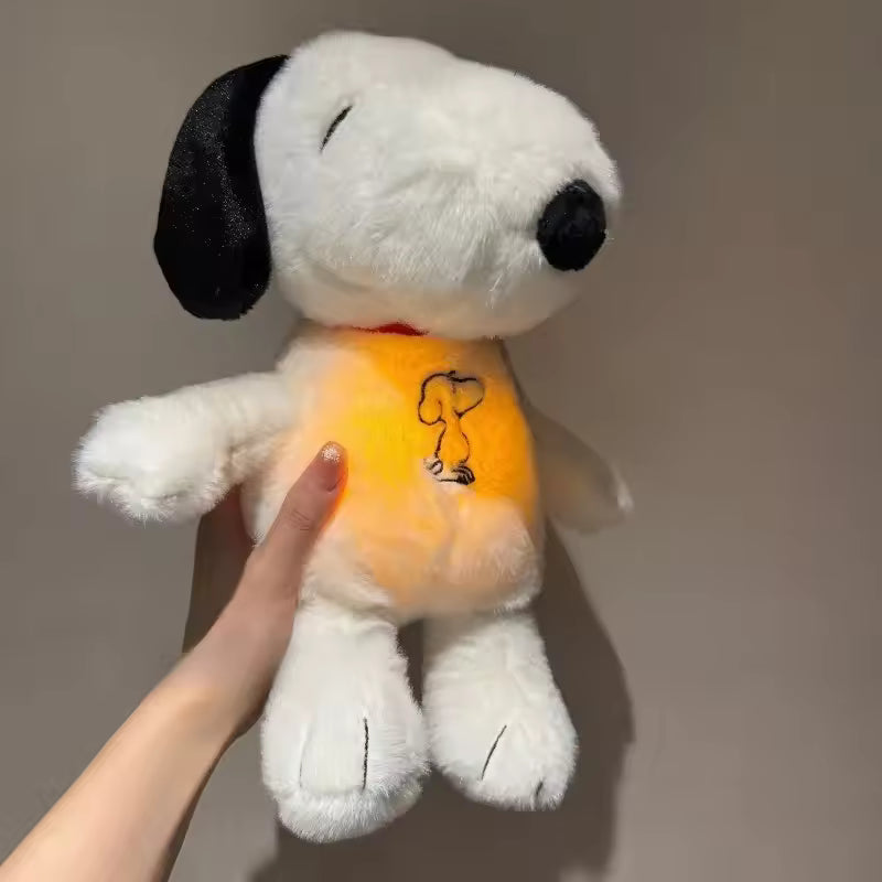 New Baby Breathing Soothing Snoopy white dog Plush Doll Sleeping Companion Music and Light Doll Sensory Stuffed Toy Kid Gifts